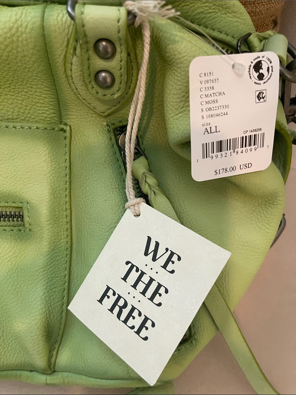 We The Free Baby Emerson MATCHA Leather Crossbody Satchel - Picture 3 of 8